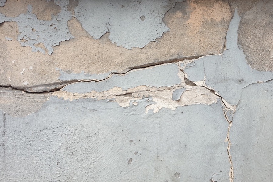 Close-up of a cracked concrete wall